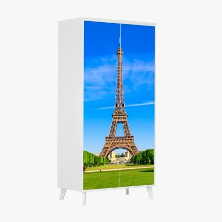 Sticker pour armoire vue emblématique de la Tour Eiffel au Champ de Mars – Wallnifity®