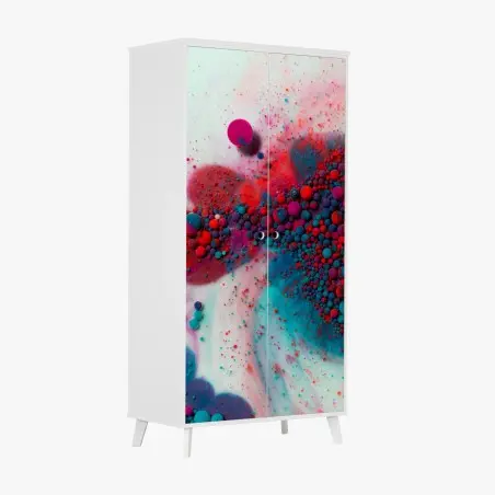 Sticker pour armoire vagues marbrées fuchsia et turquoise – Wallnifity®