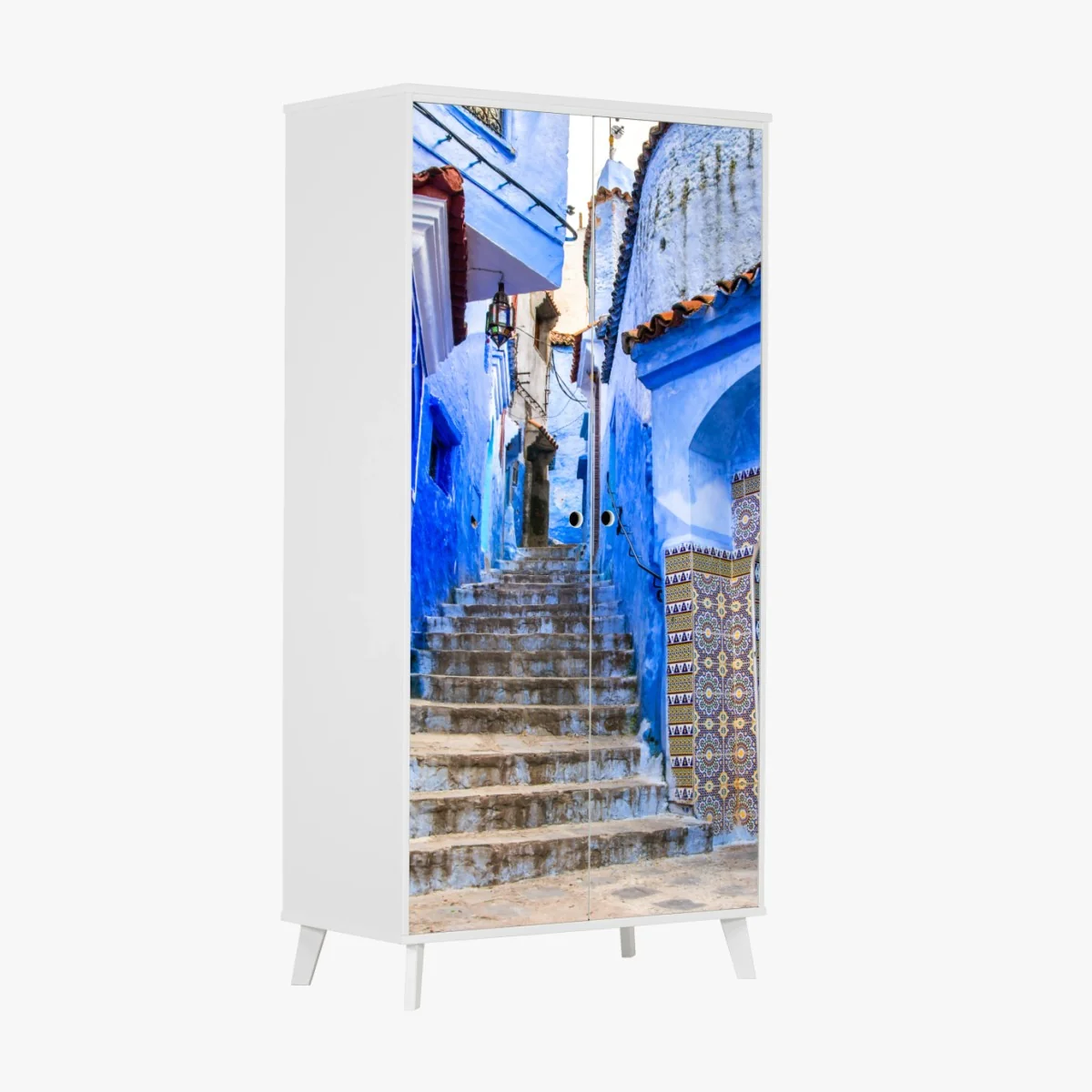 Sticker pour armoire ruelle bleue de Chefchaouen – Wallnifity® Sticker pour armoire ruelle bleue de Chefchaouen – Wallnifity®