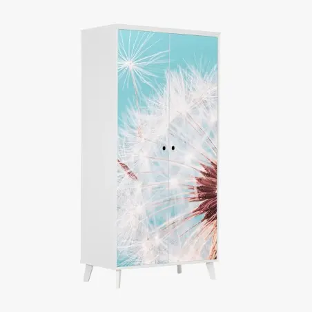 Sticker pour armoire douceur de pissenlit sur fond turquoise – Wallnifity®