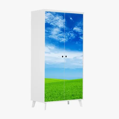Sticker pour armoire horizon verdoyant sous ciel bleu – Wallnifity®