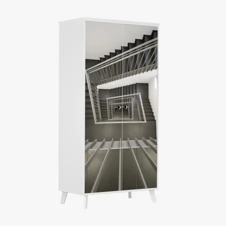 Sticker pour armoire perspective d'escalier minimaliste – Wallnifity®