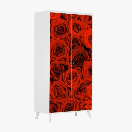 Sticker pour armoire motif de roses rouges pour décoration murale – Wallnifity®