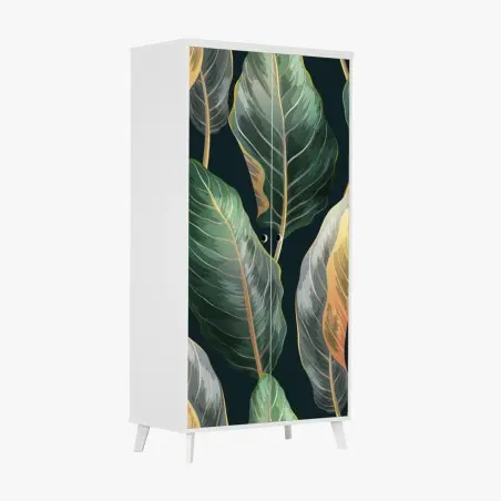 Sticker pour armoire motif tropical vintage feuilles luxuriantes – Wallnifity®