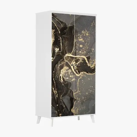 Sticker pour armoire marbrure abstraite aux reflets dorés – Wallnifity®