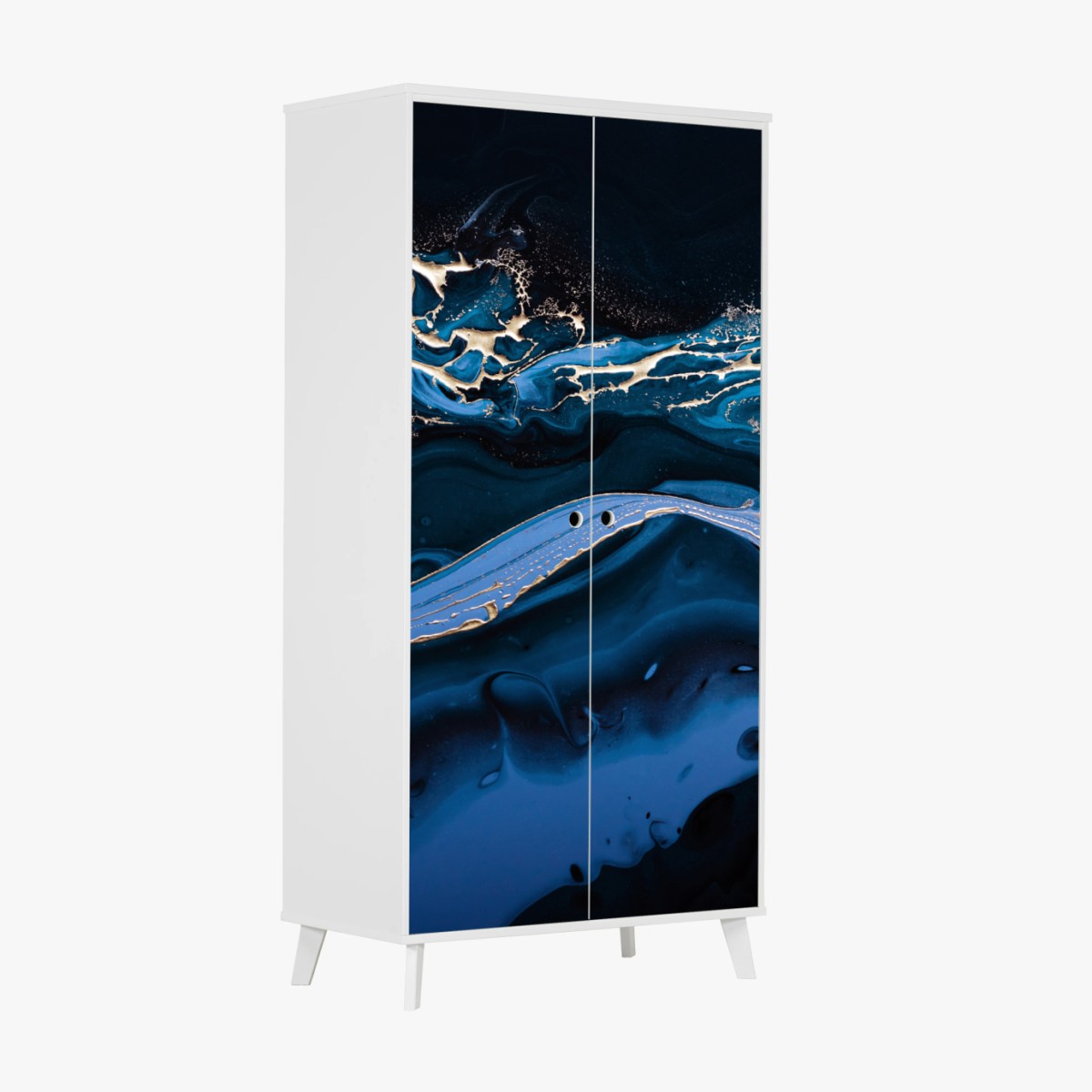 Sticker pour armoire océan d'azur et d'or abstrait – Wallnifity®