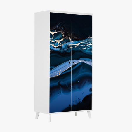 Sticker pour armoire océan d'azur et d'or abstrait – Wallnifity®