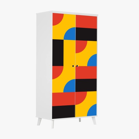 Sticker pour armoire motif géométrique vibrant aux formes arrondies – Wallnifity®