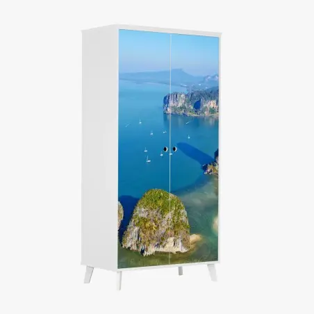 Sticker pour armoire vue aérienne d'îles tropicales et falaises – Wallnifity®