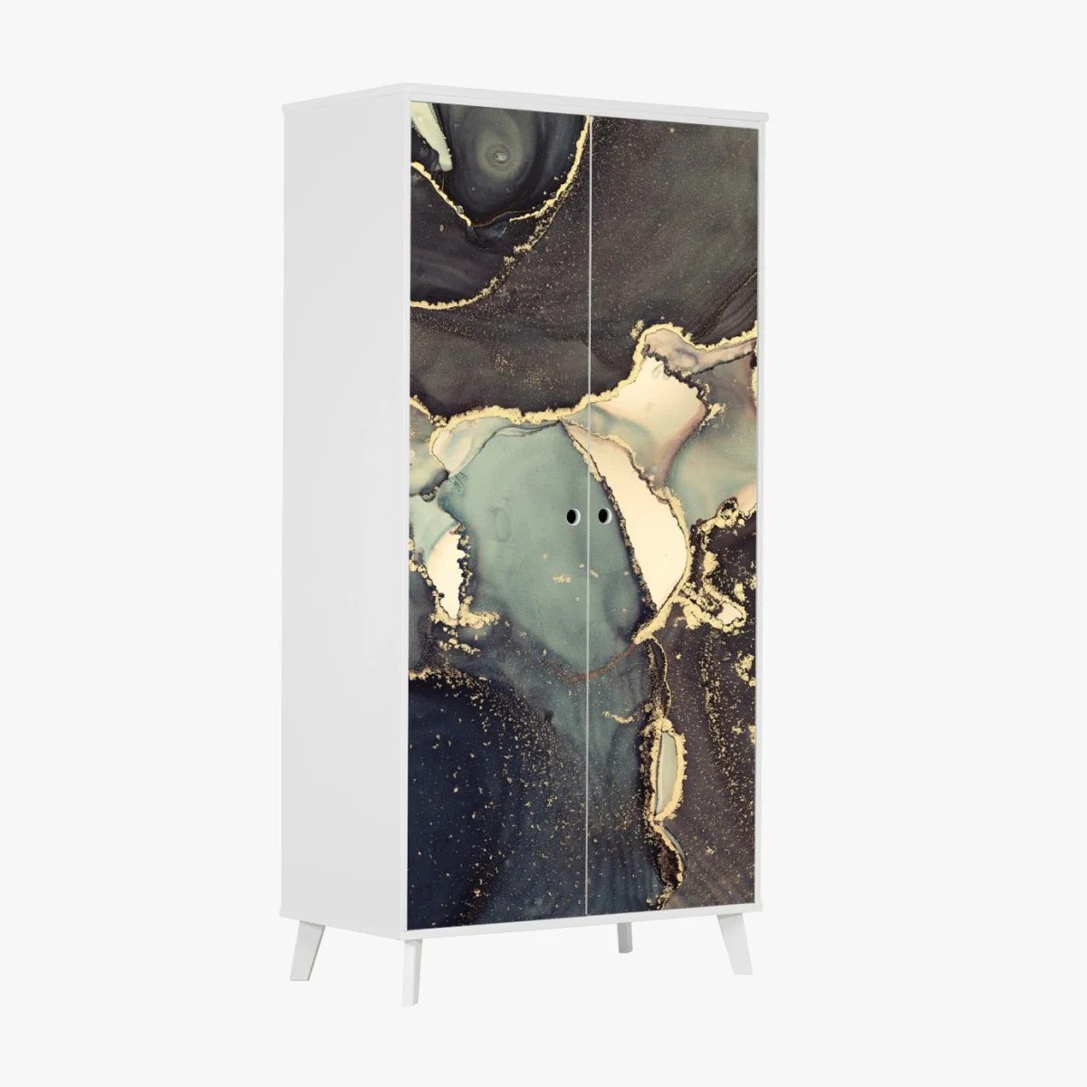 Sticker pour armoire abstraction luxueuse en encre alcool turquoise et or – Wallnifity® Sticker pour armoire abstraction luxueuse en encre alcool turquoise et or – Wallnifity®