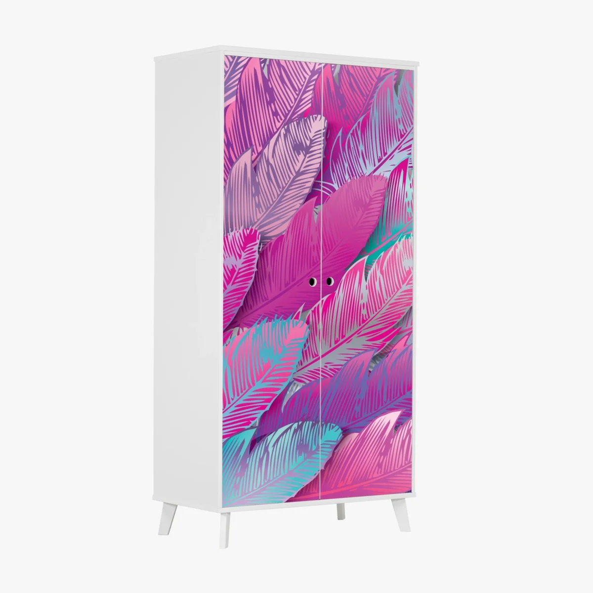 Sticker pour armoire motif plumes irisées rose et turquoise – Wallnifity® Sticker pour armoire motif plumes irisées rose et turquoise – Wallnifity®