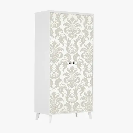Sticker pour armoire motif damassé baroque beige et crème – Wallnifity®