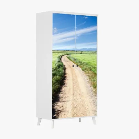Sticker pour armoire chemin campagnard sous ciel bleu – Wallnifity®