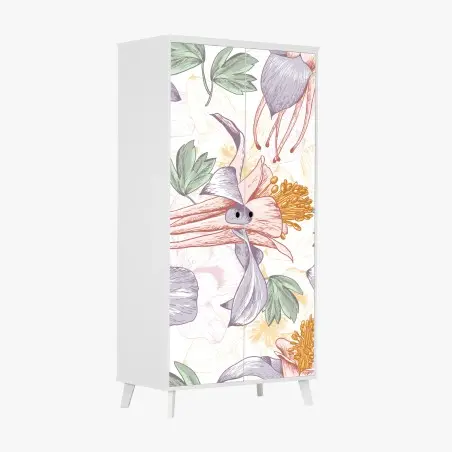 Sticker pour armoire motif floral pastel délicat pour décoration intérieure – Wallnifity®