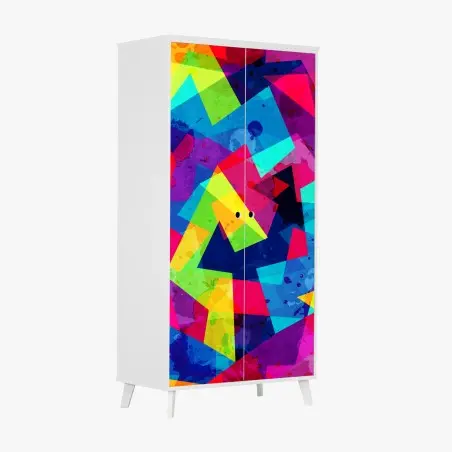 Sticker pour armoire explosion géométrique multicolore – Wallnifity®