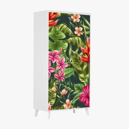 Sticker pour armoire paradis floral tropical en aquarelle – Wallnifity®