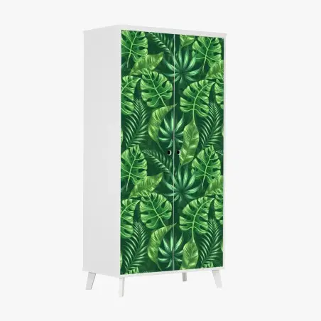 Sticker pour armoire motif tropical de feuilles vertes – Wallnifity®