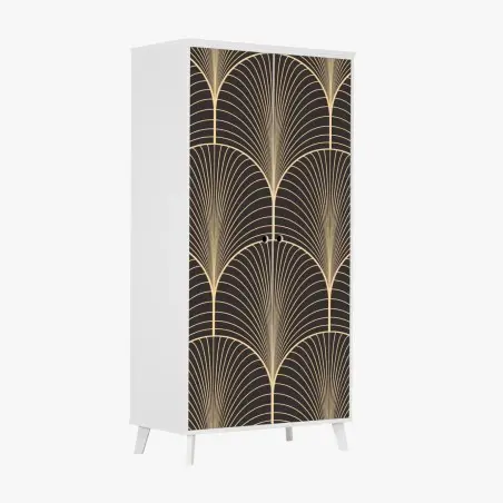 Sticker pour armoire motif art déco doré sur fond noir – Wallnifity®