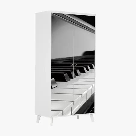Sticker pour armoire élégance du piano en noir et blanc – Wallnifity®