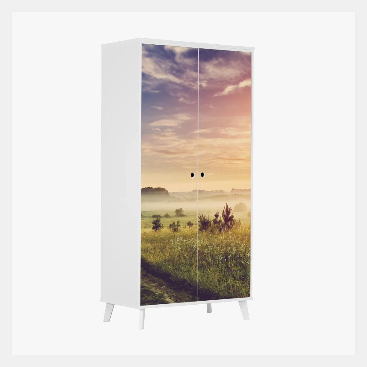 Sticker pour armoire aube brumeuse sur chemin de campagne – Wallnifity® Sticker pour armoire aube brumeuse sur chemin de campagne – Wallnifity®