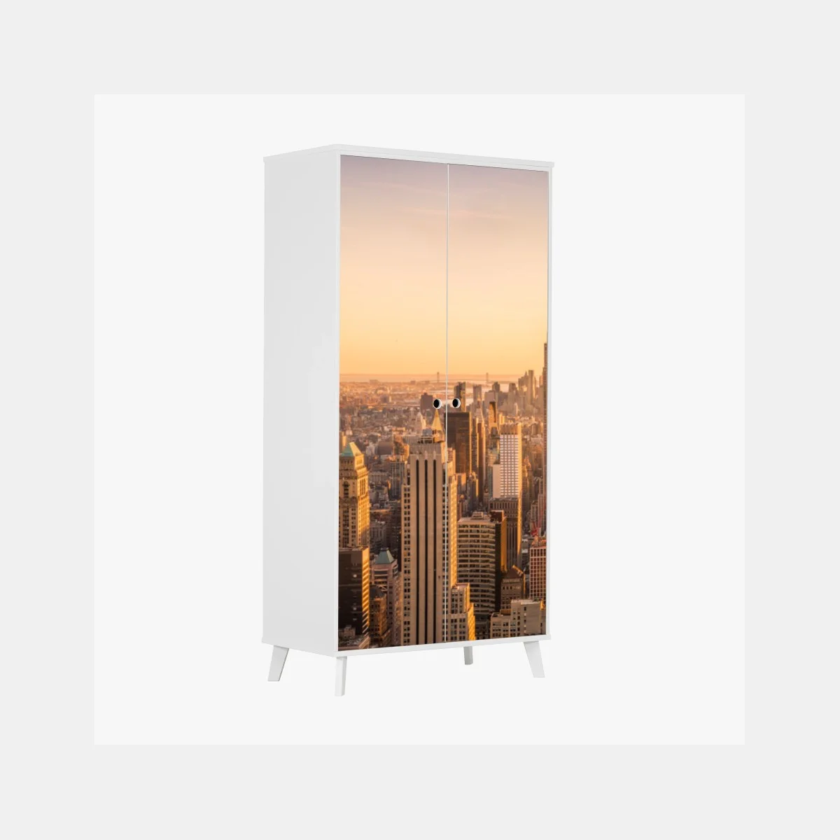 Sticker pour armoire panorama doré de New York au coucher du soleil – Wallnifity® Sticker pour armoire panorama doré de New York au coucher du soleil – Wallnifity®