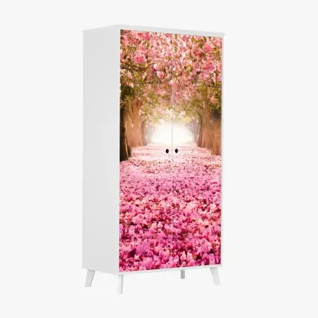 Sticker pour armoire allée de cerisiers en fleurs – Wallnifity®