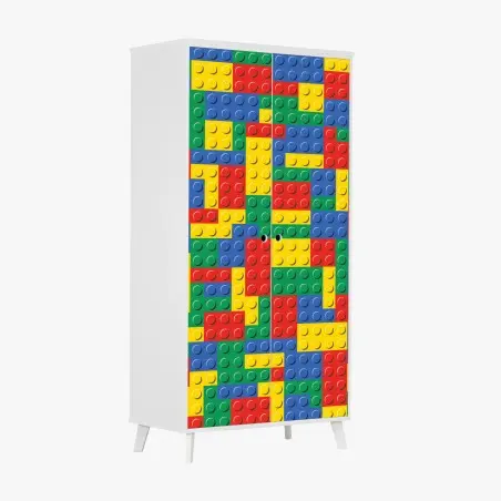Sticker pour armoire motif de briques colorées pour décoration murale – Wallnifity®