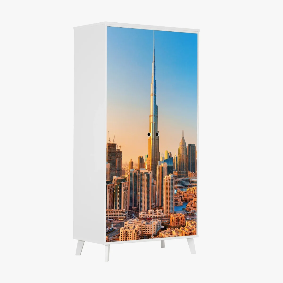 Sticker pour armoire paysage urbain de Dubaï au coucher de soleil – Wallnifity® Sticker pour armoire paysage urbain de Dubaï au coucher de soleil – Wallnifity®
