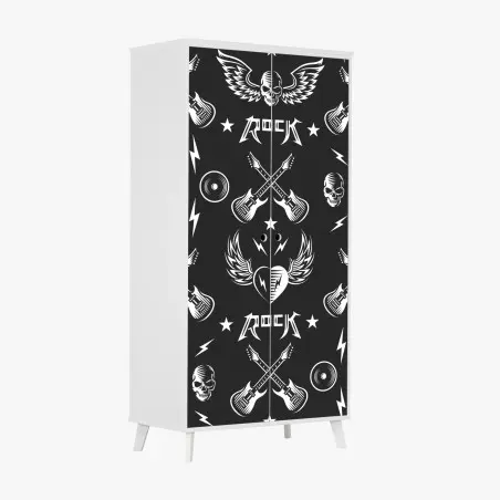 Sticker pour armoire motif rock vintage noir et blanc – Wallnifity®