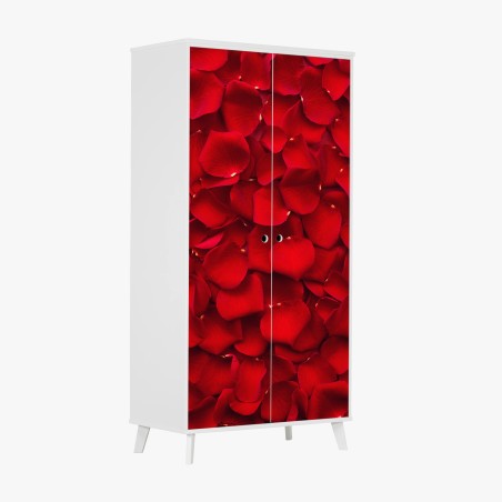 Sticker pour armoire mosaïque de pétales de rose rouges – Wallnifity®