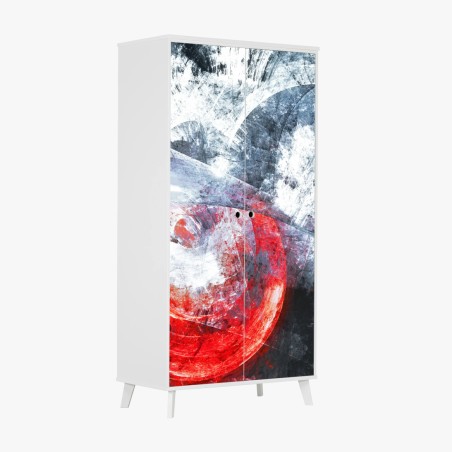 Sticker pour armoire vortex fractal rouge et blanc – Wallnifity®
