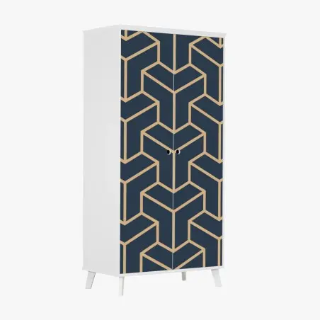 Sticker pour armoire motif géométrique bleu marine et doré en 3d – Wallnifity®