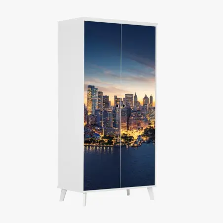 Sticker pour armoire panorama de New York au lever du soleil – Wallnifity®