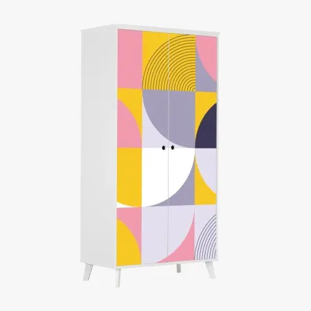 Sticker pour armoire composition géométrique pastel et solaire – Wallnifity®