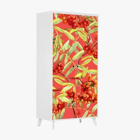 Sticker pour armoire motif de sorbier aux baies rouges à l'aquarelle – Wallnifity®
