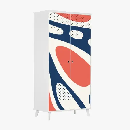 Sticker pour armoire composition organique corail et bleu marine – Wallnifity®