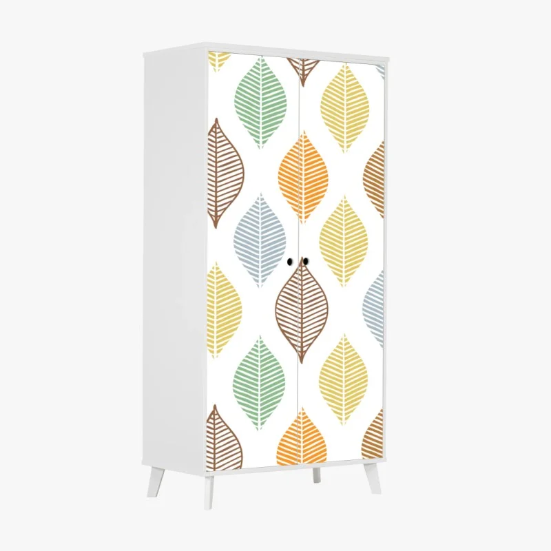Sticker pour armoire motif feuilles pastel scandinave – Wallnifity®