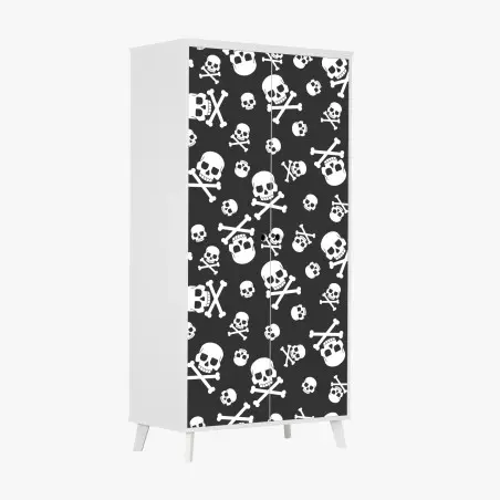 Sticker pour armoire motif crânes et os croisés noir et blanc – Wallnifity®