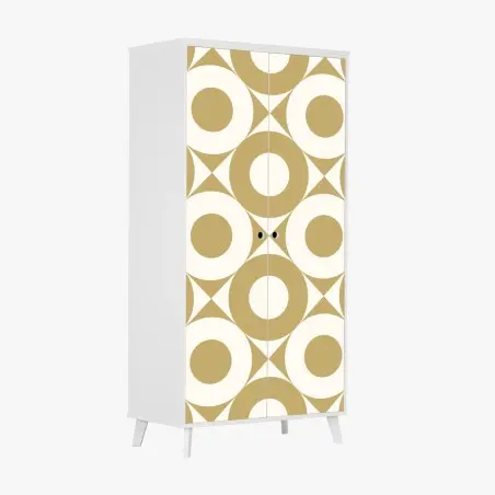 Sticker pour armoire motif géométrique rétro beige et crème – Wallnifity®