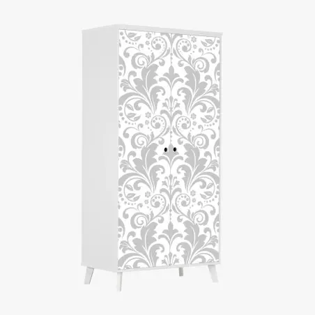 Sticker pour armoire motif damassé gris élégant pour décoration murale – Wallnifity®