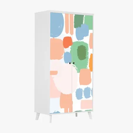 Sticker pour armoire composition abstraite de coups de pinceau pastel – Wallnifity®