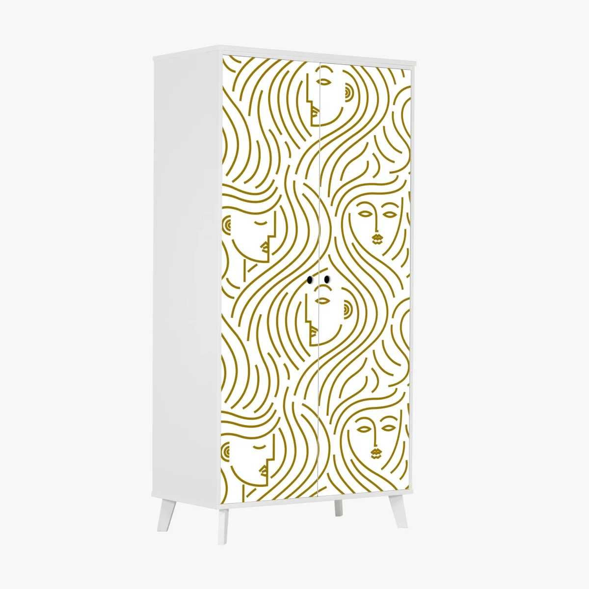Sticker pour armoire motif de visages dorés aux cheveux ondulés – Wallnifity® Sticker pour armoire motif de visages dorés aux cheveux ondulés – Wallnifity®