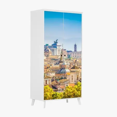 Sticker pour armoire panorama historique de Rome au coucher de soleil – Wallnifity®