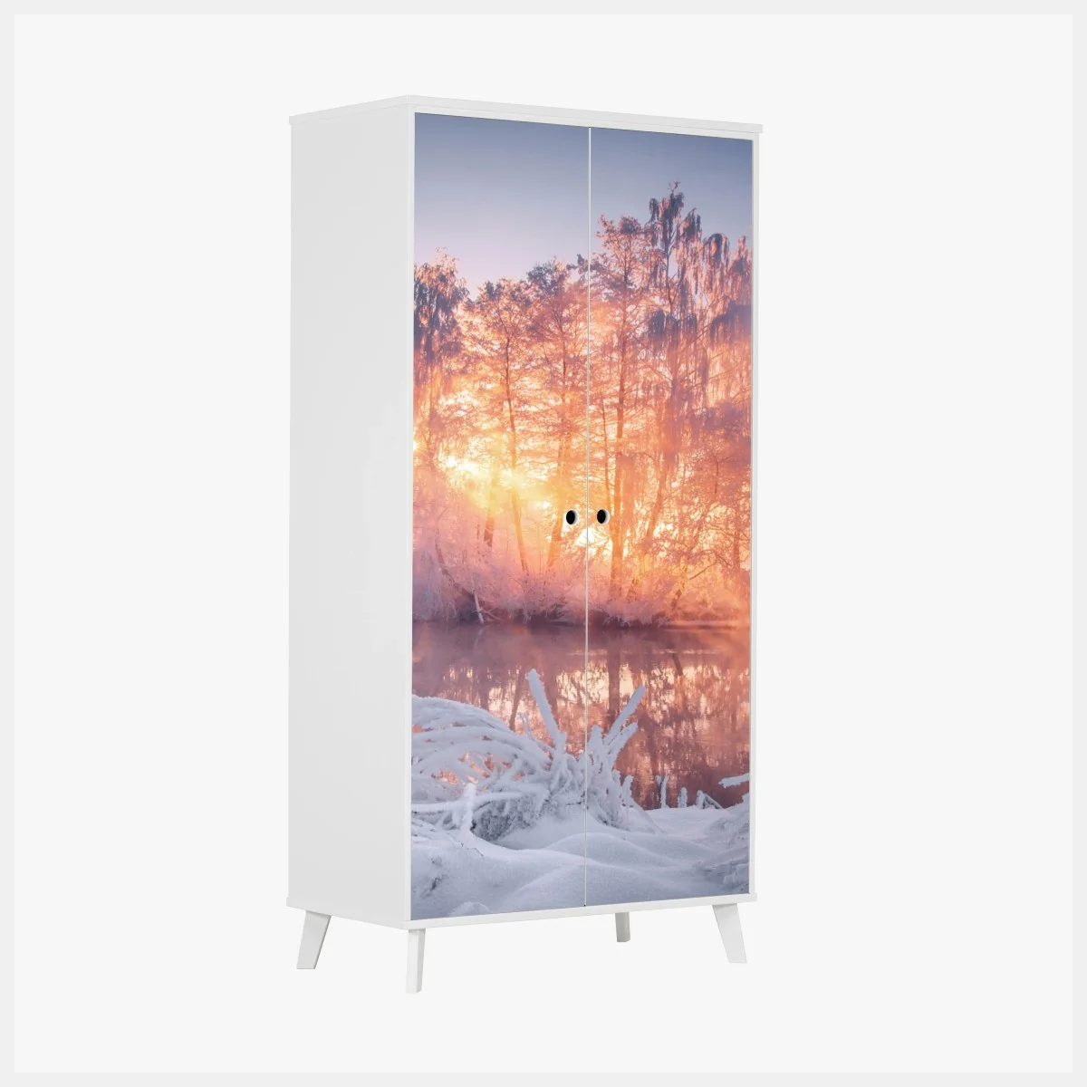 Sticker pour armoire aube hivernale au bord du lac – Wallnifity® Sticker pour armoire aube hivernale au bord du lac – Wallnifity®