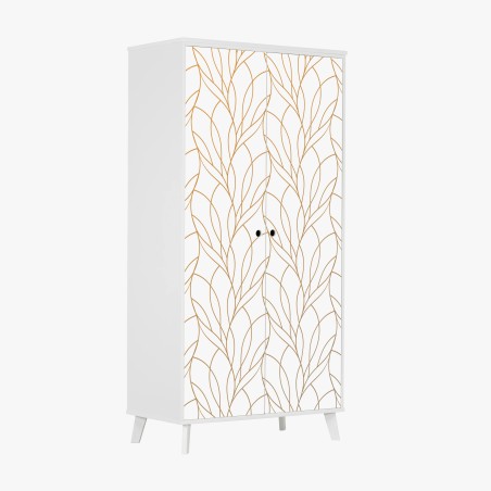 Sticker pour armoire motif feuillage doré élégant pour décoration – Wallnifity®