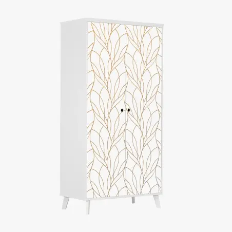 Sticker pour armoire motif feuillage doré élégant pour décoration – Wallnifity®
