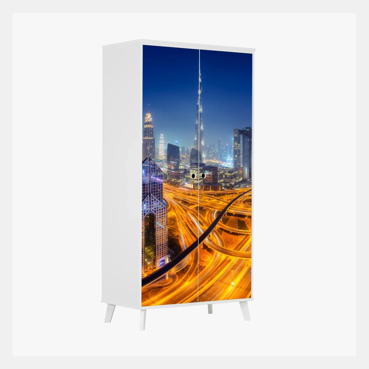 Sticker pour armoire Dubaï vue aérienne nocturne aux autoroutes lumineuses – Wallnifity® Sticker pour armoire Dubaï vue aérienne nocturne aux autoroutes lumineuses – Wallnifity®