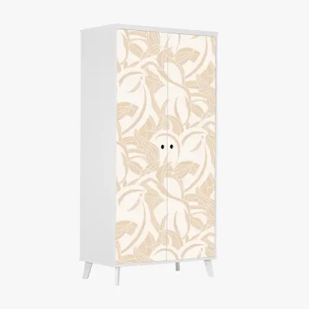 Sticker pour armoire motif feuillage beige délicat – Wallnifity®