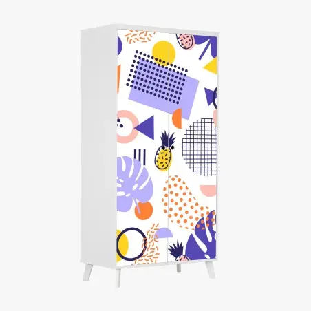 Sticker pour armoire motif tropical géométrique coloré – Wallnifity®