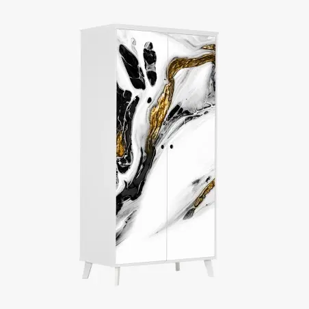 Sticker pour armoire marbre abstrait noir et or – Wallnifity®